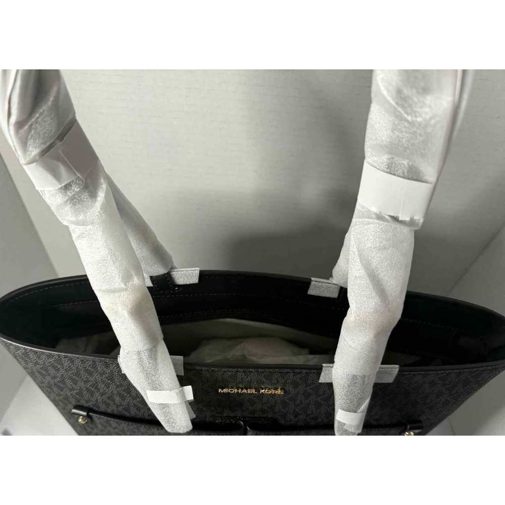 Michael Kors Jet Set Medium Logo Pocket Tote Bag~MK LOGOS~BLACK~NWT - Picture 6 of 6